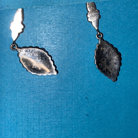 925 Silver and Onyx Double Drop Earrings - Picture 2 of 5